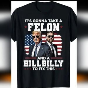 Trump / Vance Felon and Hillbilly Crew-Neck T-Shirt Sz 2X